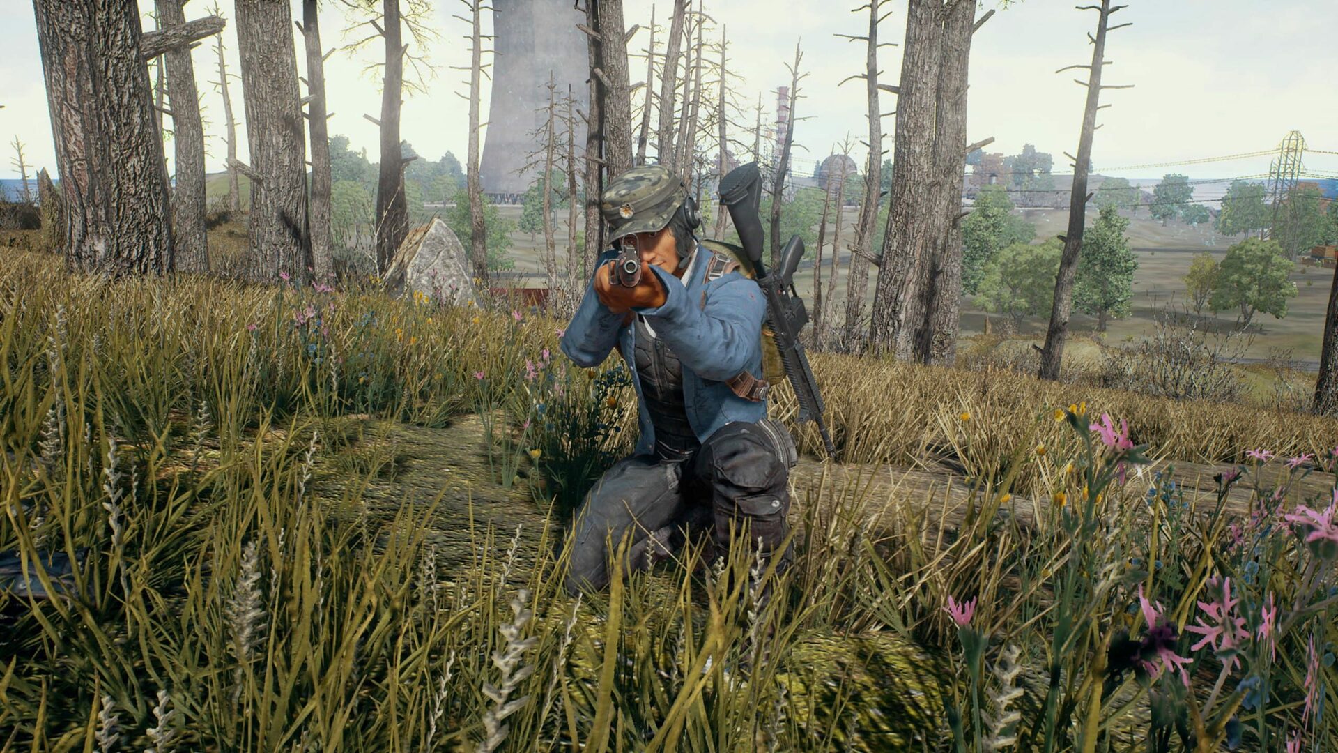 Squatting ready to shoot PUBG